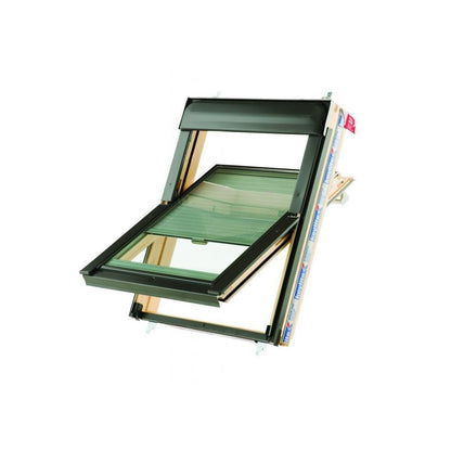 Keylite Remote Operated Electric Integral Blind Pine Centre Pivot Pitched Roof Window
