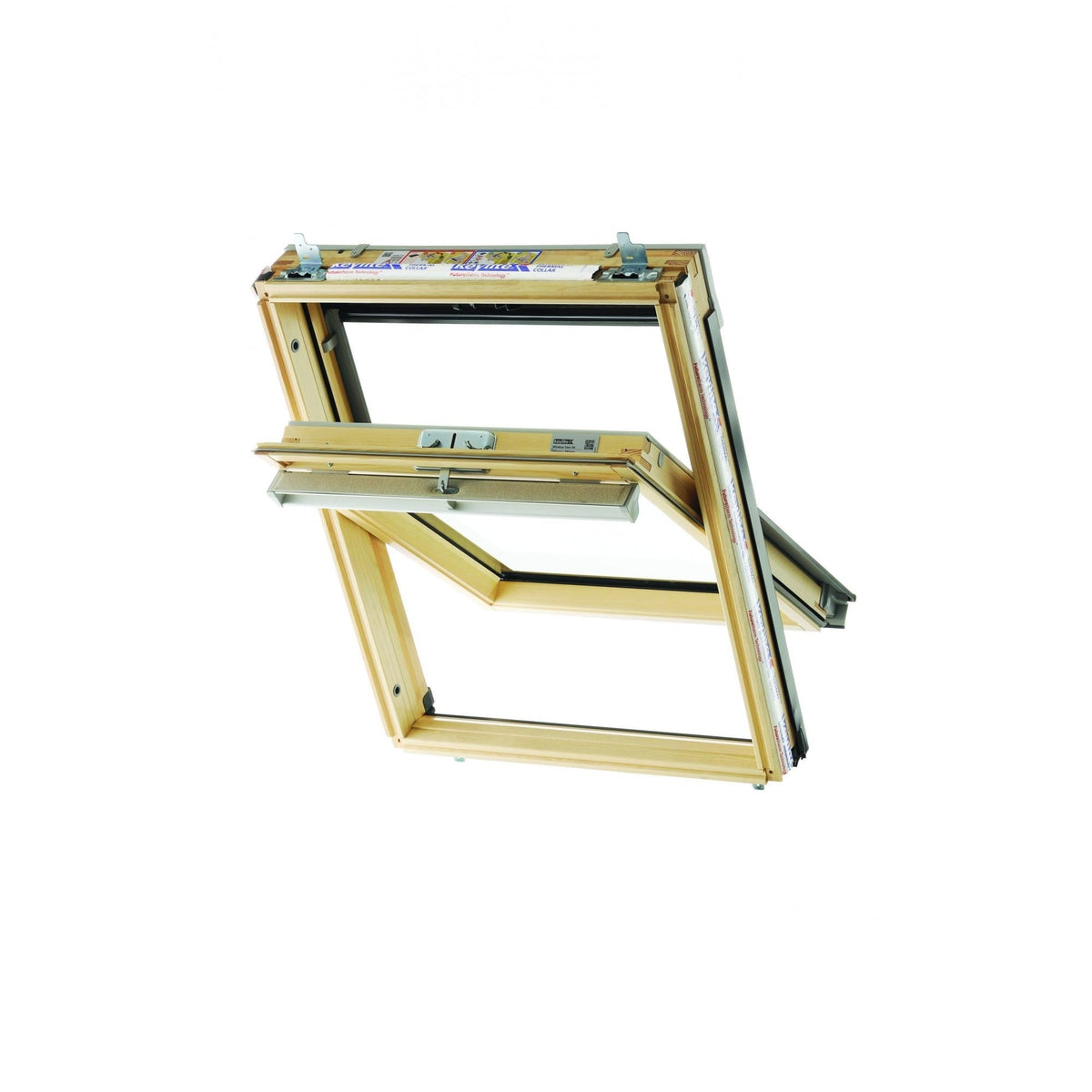 Keylite Hi-Therm Double Glazed Standard Electric Kit Pine Centre Pivot Pitched Roof Window **