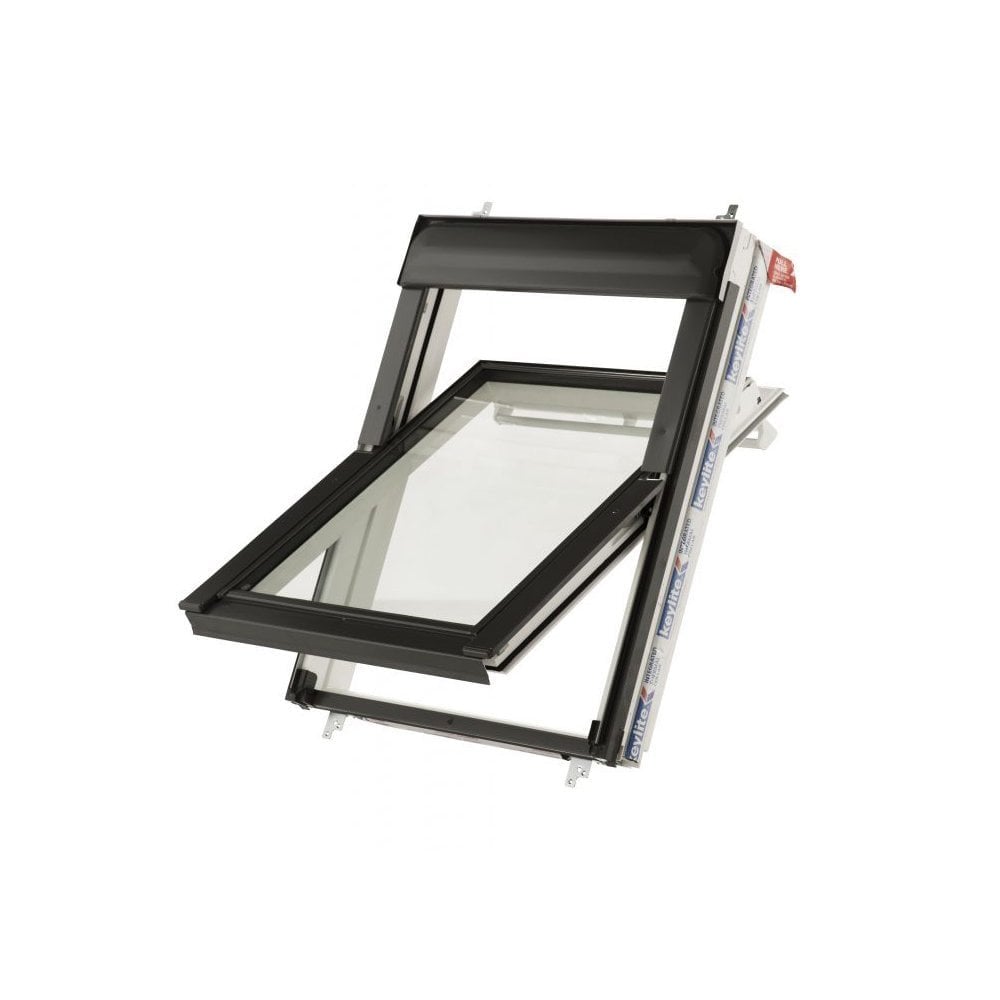 Keylite Hi-Therm Double Glazed Standard Electric Kit White Painted Centre Pivot Pitched Roof Window **