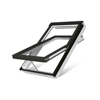 Fakro FTU-V P2 Z-Wave Electric Double Glazed White Polyurethane Coated Centre Pivot Pitched Roof Window