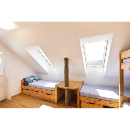 Fakro FTU-V P5 Z-Wave Electric Triple Glazed White Polyurethane Centre Pivot Pitched Roof Window
