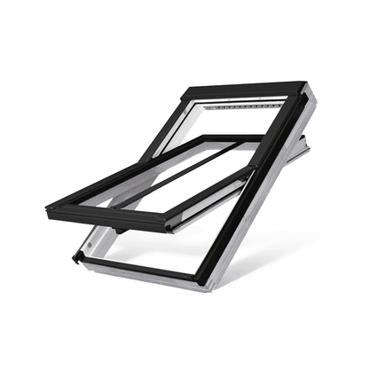 Fakro FTW-V/C P2 Double Glazed Conservation 'V' Kit  White Acrylic Centre Pivot Pitched Roof Window