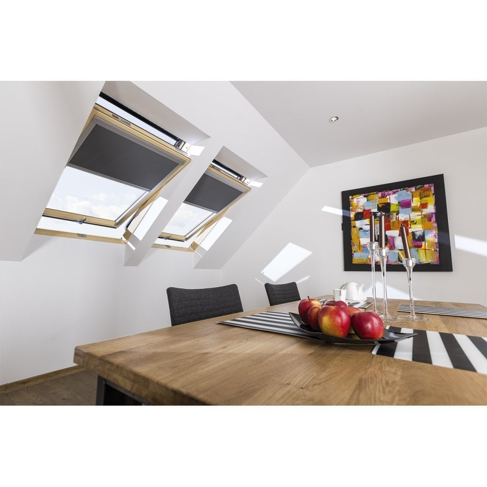 Fakro FTP-V/C P2 Z-Wave Electric Double Glazed Conservation Pine Centre Pivot Pitched Roof Window