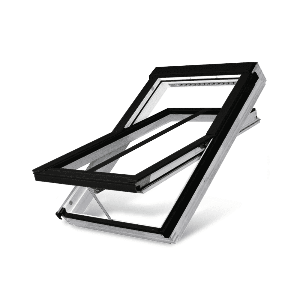 Fakro FTU-V/C P2 Z-Wave Electric Double Glazed Conservation White Polyurethane Centre Pivot Pitched Roof Window