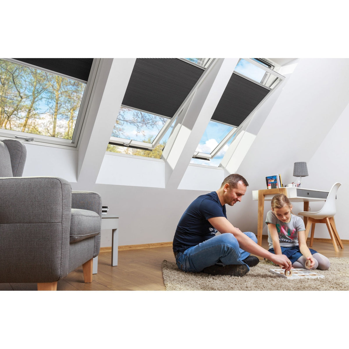 Fakro FTU-V/C P2 Z-Wave Electric Double Glazed Conservation White Polyurethane Centre Pivot Pitched Roof Window