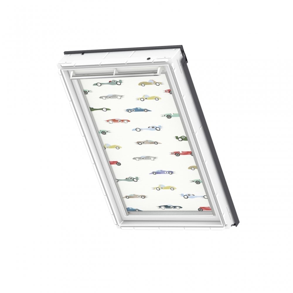 Velux Good Night Blackout Blind In Racing Cars In White Line