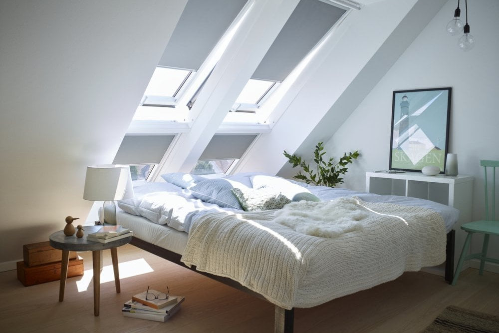 Velux Blackout Blind In Dark Blue In White Line